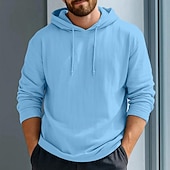 abordables T-shirts en Coton et Lin-Homme Sweat à capuche T-shirt en lin manche longue À capuche Été Printemps Couleur Unie Uni ancien Bohème Occasionnel Bord écru Vacances Rue Occasionnel Blanche Rose Claire Rouge Bordeaux T-shirt
