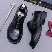 tanie Klasyczne Buty Eleganckie-Męskie skórzane półbuty wizytowe typu oxford z noskiem typu cap toe – pierwsza warstwa skóry bydlęcej, formalne, sznurowane, klasyczne buty biznesowe do biura, na wesela i do profesjonalnego stroju