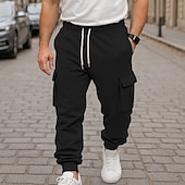 economico Carico-Per uomo Pantaloni da Tuta Cargo Pantaloni da tuta Pantaloni in Pile Joggers Pantaloni Coulisse Elastico in vita Multi-tasche Semplice Traspirante Lunghezza intera Casuale Quotidiano All'aperto Moda