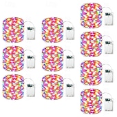 economico Striscie luci a batteria-10 pezzi 5m/16,4ft 50 perline a led luci a stringa per Halloween Natale matrimonio San Valentino festa atmosfera interna ed esterna decorazione stringa di luci scatola batteria AAA funzione timer