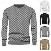 رخيصةأون بلوزات أساسية-رجالي كنزة البلوز هوديي البلوز قف بجانب الطريق أسود أبيض كاكي رمادي رقبة عالية مدورة هندسي بقع الرياضة &amp; في الخارج فضفاض مناسب للبس اليومي أناقة الشارع كوول ملابس رياضية الشتاء ملابس هوديس بلوزات