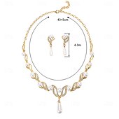 Χαμηλού Κόστους Σετ Κοσμημάτων-Σετ Κοσμημάτων 2 Μαργαριταρένια Χρώμιο Σκουλαρίκια Κολιέ Γυναικεία Κομψό Βίντατζ Μοντέρνα Πεπαλαιωμένο Στυλ Κλασσικό Κοσμήματα Σετ Για Γάμου Πάρτι Επισκέπτης γάμου