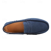 billiga Slip-ons och loafers till herrar-Röda herrloafers i konstläder med slip-on-funktion, lätta, avslappnade mockasiner för arbete, resor och vardagsbruk