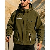 preiswerte Wasserdichte Jacken-Herren Softshelljacke Wanderjacke Hardshelljacke Außen Wasserdicht Winddicht Wanderoutfits Wanderbekleidung Frühling Herbst Jacke Jagd Klettern Laufen Einfarbig Schwarz Armeegrün Khaki