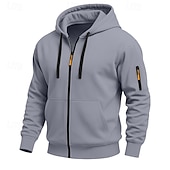 billiga Taktisk huvtröja-Herr Huvtröja Huvtröja med dragkedja Huvtröja i fleece Taktisk hoodie Svart Marinblå Kaki Ljusgrå Mörkgrå Huva Slät Dragkedja Ficka Ledigt Dagligen Sport &amp; Utomhus Polyester Streetwear Häftig