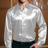 economico Camicie in raso da uomo-Per uomo Camicia Come la seta Camicia in raso Camicia elegante Camicia casual Camicia con Bottoni Semplice Formale Affari Nero Bianco Giallo Rosso Manica Lunga Bavero Primavera &amp; Autunno Tutte le