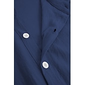 cheap Business Casual-Men&#039;s Shirt Linen Shirt Casual Shirt Cotton Shirt Plain Vacation Street Black White Pink Blue Short Sleeve Turndown Summer Clothing Apparel Button-Down