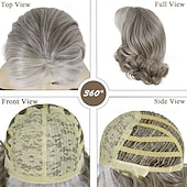 billiga peluca vieja-Women’s Silver Grey Short Layered Bob Wig Natural Looking Realistic Synthetic Hair Heat Resistant Side Part Elegant Daily Wear Fashion Style