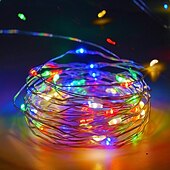 economico Striscie luci a batteria-10 pezzi 5m/16,4ft 50 perline a led luci a stringa per Halloween Natale matrimonio San Valentino festa atmosfera interna ed esterna decorazione stringa di luci scatola batteria AAA funzione timer