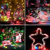 economico Striscie luci a batteria-10 pezzi 5m/16,4ft 50 perline a led luci a stringa per Halloween Natale matrimonio San Valentino festa atmosfera interna ed esterna decorazione stringa di luci scatola batteria AAA funzione timer