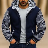 abordables Sudadera con capucha de vellón-Hombre Sudadera Sudadera con capucha y cremallera completa Sudadera con capucha de lana Sudadera con capucha forrada de polar Azul Marino Gris Claro Gris Oscuro Con Capucha Plano Retazos Bloque de