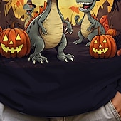olcso Fiú Halloween jelmezei-Mindszentek napja Fiú 3D Rajzfilm Tök Dinoszaurus Póló Hosszú ujj Tavasz Ősz Divat Alap Gyerekek 4-12 év Terített nyak Szabadtéri Hétköznapi Napi Normál