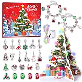 cheap Advent Calendar-Christmas Advent Calendar Bracelets 2025 for Girls, 24 Days DIY Jewelry Making Kit with 22 Charm Beads and 2 Adjustable Bracelets, Xmas Countdown Gift for Kids Teens Women