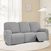 baratos Cobertura de Sofa-Sofá reclinável de 3 lugares com design de malha 5x5 - sofá de estar para três pessoas com encosto baixo e estilo moderno