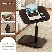 abordables Matériaux de Construction-Bureau portable pour ordinateur portable/table de chevet/bureau réglable/petite table d&#039;appoint rotative à 360°/table basse pour canapé/convient pour salon, chambre, baignoire, salle de bain, plateau