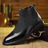billiga Chelsea stövlar-herr chelseaboots med vingspetsbrogue - klassiska business casual ankelboots för kontor och vardagsbruk