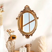 abordables sculptures murales-Miroir mural décoratif ovale à motif classique – Décoration murale de style européen, miroir de courtoisie créatif &amp;accessoires de photographie
