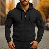 economico Felpa Tattica-Per uomo Felpa con cappuccio Felpa con cappuccio a zip intera Felpa con cappuccio in pile Felpa con cappuccio tattica Nero Verde militare Blu marino Cachi Grigio chiaro Con Cappuccio Semplice Cerniera