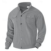 preiswerte Lässige Jacken-Herren Leichte Jacke Cordjacke Freizeitjacke Urlaub Täglich Atmungsaktiv Tasche Frühling Herbst Einfach Mode Klassisch Revers Regulär Schwarz Braun Hellgrau Armeegrün Aprikose Jacken