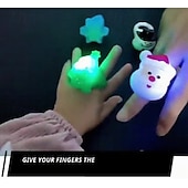 お買い得  衣装-クリスマスパーティー用フィンガーライトリング4個、点滅する漫画のソフトラバーグローリング（子供と大人用）、トナカイのLEDライトアップおもちゃリング（ダンスパーティーの記念品やホリデーギフト用）