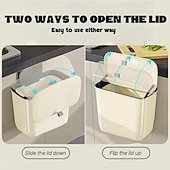 billiga Köksredskap och -apparater-Väggmonterad rektangulär papperskorg med lukttätande lock, stor kapacitet, hållbar plastbehållare för kök, badrum, sovrum &amp;kommersiellt bruk