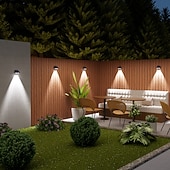 tanie Kinkiety zewnętrzne-2/4 sztuki solarnej lampy ściennej, wodoodpornej, zewnętrznej, ogrodowej, do oświetlenia ściennego, domu, balkonu, świątecznej dekoracji, nastrojowej lampy, willi, lampy ulicznej