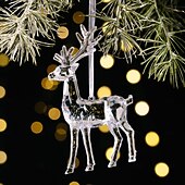 billige Ornamenter-2 stk. krystallreinsdyrpynt i krystall, hengende reinsdyrpynt i akryl, hengende anhengsfigurer til juletre til hjemmedekorasjon