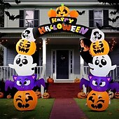 levne Halloween venku-1 ks 2,5 m/8 stop halloweenská dýně, duch, svítící nafukovací vzduchový model, oblouky, dveře do dvora, vstupní dveře, verandy, trávník, párty, halloweenská atmosféra, dekorativní světla, zástrčka