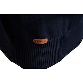 baratos Suéteres e Cardigans Elite Masculinos-Homens Pulôver Tricotar Tops regulares Half Zip Listas Tecido Colarinho Clerical Legal Pulôver Escola Férias Roupa Primavera Outono Preto Azul Marinho Escuro S M L