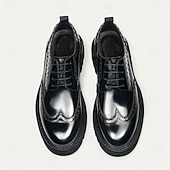 billige Klassiske Pensko-Herresko i ekte skinn med vingetupp og brogues, klassisk brunt formelt fottøy for kontor, banketter og bryllup