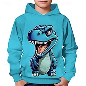 billiga Pojkens 3D-djur-Pojkar 3D Dinosaurie Huvtröja Långärmad Vår Höst Mode Streetwear Barn 4-12 år Huva Utomhus Ledigt Dagligen Normal