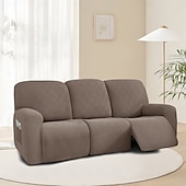 baratos Cobertura de Sofa-Sofá reclinável de 3 lugares com design de malha 5x5 - sofá de estar para três pessoas com encosto baixo e estilo moderno