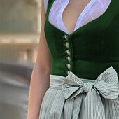 זול נשים-פסטיבל אוקטובר Oktoberfest שמלות דירנדל טרכטנקליידר עוזרת בוואריה German כרי דשא בגדי ריקוד נשים קרנבל מפלגה פסטיבל הבירה בד בסגנון מסורתי שמלה סינר בלי חולצה