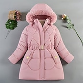 billiga Girl&amp;#39;s Downs &amp;amp; Pufferjacka-Barn Flickor Pufferjacka Ensfärgat Mode Ficka Skola Täcka Ytterkläder 4 år + Höst Svart Rodnande Rosa Rubinrött