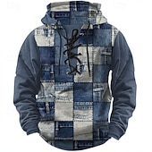 economico Schema Geometrico-Per uomo Patchwork Felpe con cappuccio Moda Cool Manica Lunga Con Cappuccio Nero Blu Coulisse Autunno Inverno progettista
