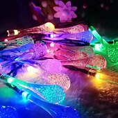 Недорогие Питание от солнечной энергии-6,5м Гирлянды 30 светодиоды EL 5мм 1 монтажный кронштейн 1 комплект Тёплый белый Холодный белый Разные цвета Креативные гирлянды Праздничные огни