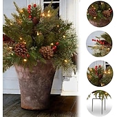 abordables Couronnes, Guirlandes &amp; Décorations-urne de remplissage pour sapin de Noël artificiel pré-éclairé, 8 modes &amp;Piquets d&#039;arbre de Noël alimentés par batterie et minuterie adaptés aux allées, patios, jardins, fêtes d&#039;anniversaire,