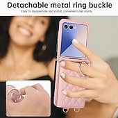 baratos Capa Samsung-telefone Capinha Para Samsung Galaxy Z Flip 7 Z Virar 6 Z Flip 5 Z Flip 4 Capa traseira com cordão Pata de Apoio Slot para cartão Retro TPU Couro PU