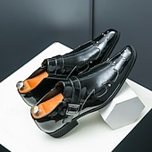 economico Formale-scarpe eleganti da uomo in pelle nera con cinturino alla caviglia – calzature formali da ufficio per matrimoni, feste e lavoro