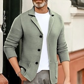 preiswerte Herren Strickjacke-Herren Strickjacke Kurzer Pullover Strickpullover Gerippt Kurz gestrickt Stricken Normale Oberteile Tasche Einfarbig Hemdkragen Mode Klassisch Urlaub Alltagskleidung Bekleidung Herbst Winter Schwarz