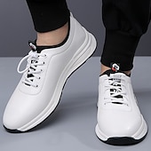 cheap Men's Sneakers-Men's White Athletic Sneakers with Arch Support – Lightweight Casual Walking Shoes for Daily Wear, Travel and Street Style