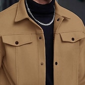 preiswerte Lässige Jacken-Herren Leichte Jacke Hemdjacke Formell Heim Tragbar Knopf vorne Frühling Herbst Winter Einfarbig Aktiv Vintage Umlegekragen Regulär Schwarz Weiß Khaki Grau Jacken