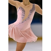 voordelige Schaatsjurken-Kunstschaatsjurk Dames Voor meisjes Schaatsen Jurken Zwart Geel Roze Netstof Spandex Hoge Elasticiteit Opleiding Wedstrijd Kunstschaatskleding Kristal / Bergkristal Lange mouw Schaatsen Kunstschaatsen