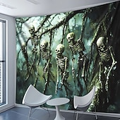 halpa halloween seinävaatteita-Halloween Luuranko Moderni Olohuone Koristeet Seinä Ovi Tausta