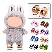 billige Dukkeklær og tilbehør sett-1 par dukkesko til 17 cm dukke, søte minisko, tilbehør til 17 cm dukker, sittende stående serie silikondukke-regnsko (uten dukke)