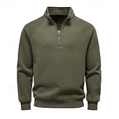 ieftine Hanorac din lână-Bărbați Hanorca Catifea Hanorac din fleece Hanorac cu glugă Trage pe dreapta Caisă Negru Verde Militar Bleumarin Gri Guler în picioare Simplu Texturat Sporturi &amp; Exterior Casual Zilnic Șic Strad