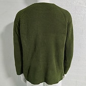 preiswerte Herrenpullover-Herren Pullover Strickpullover Gerippt Stricken Normale Oberteile Gestrickt Einfach Rundhalsausschnitt Mode Basic Urlaub Alltagskleidung Bekleidung Herbst Winter Schwarz Weiß M L XL