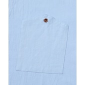 economico Camicie di lino-Per uomo Camicia Camicia di lino Camicia casual Camicia con Bottoni Camicia di cotone Semplice Vacanza Camicia hawaiana Nero Bianco Giallo Blu marino Manica Lunga Bavero Primavera Autunno