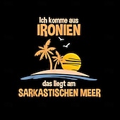 levne Vtipná trička pro muže-Vtipné ironické sarkastické pánské grafické tričko | Německý vtip &#039;Pocházím z ironie&#039; Tropical Design Tee