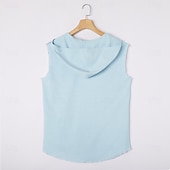  Per uomo Maglietta smanicata Canotta in lino Maglietta senza maniche Senza Maniche Con Cappuccio Estate Semplice Moda Designer Casual Con cappuccio All'aperto Casuale Uscire Bianco Rosa Cachi